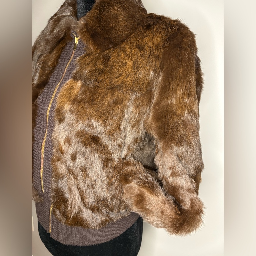 Vintage Dino Ricco Rabbit Fur Bomber Jacket size M - Picture 5 of 13
